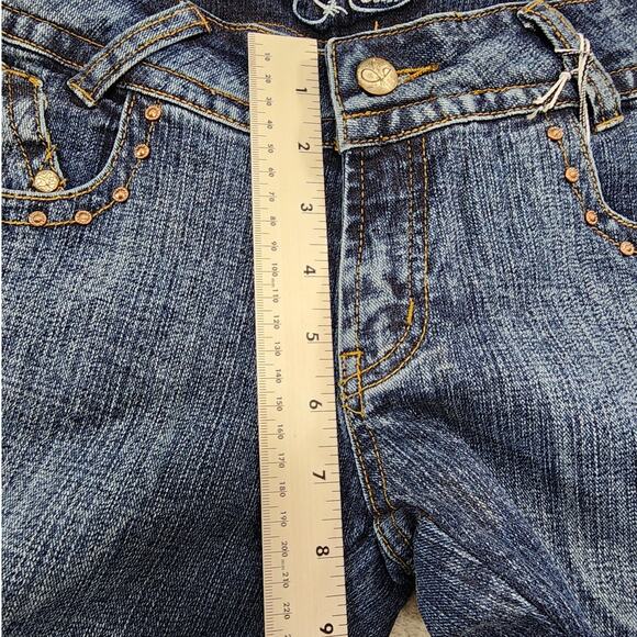 NEW J-Star Jeans Womens 3/4 Blue Studded Low Rise Bootcut Stretch Denim Faded - Picture 14 of 16